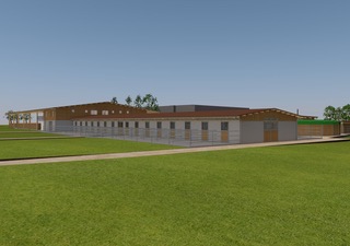 Visualisierung des geplanten Reitsportzentrums Team Steffen in Dulliken – Aussenansicht der Stallungen